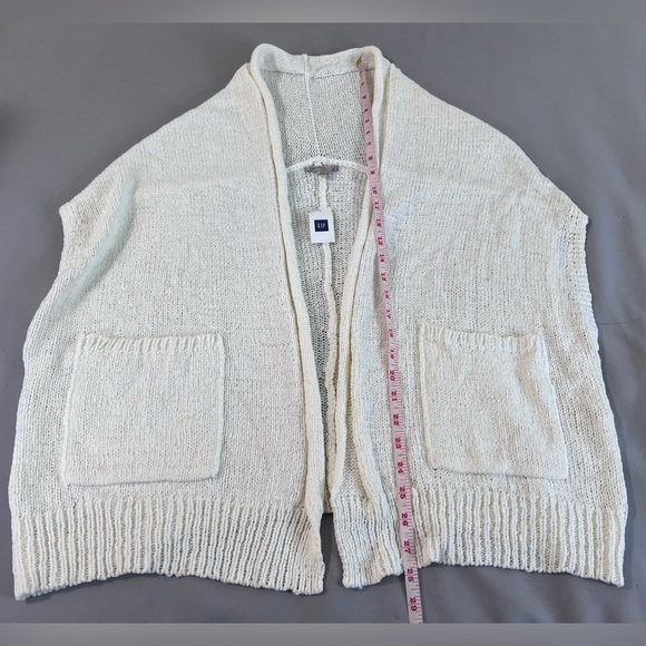 Gap Womens Off White Sleeveless Shawl Neck Open Front Cardigan Sweater Sz Med - Picture 5 of 10
